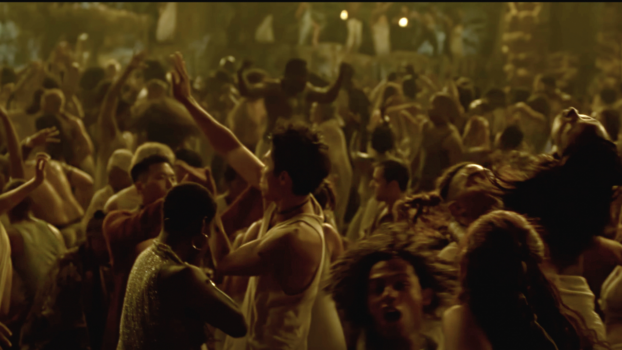 Zion orgy taking place in The Matrix Reloaded.