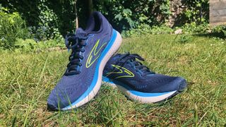 Brooks glycerin 19 women's running shoes in a garden