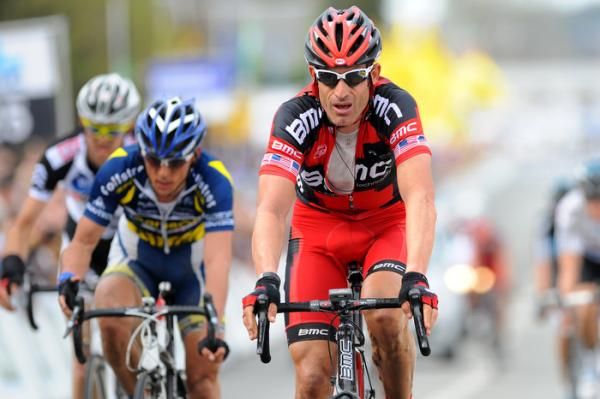 BMC's George Hincapie looking a bit dismayed at sixth place