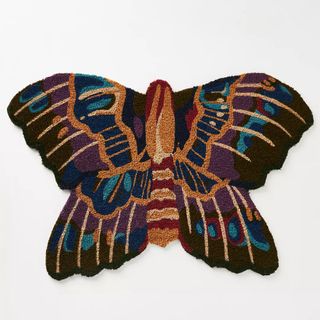 butterfly purple and black doormat