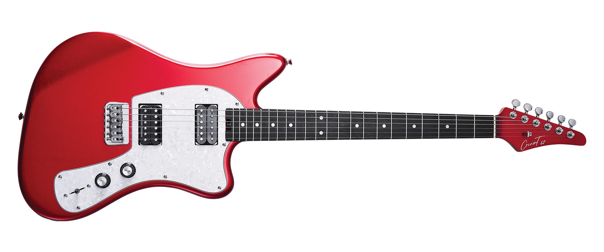 The red hardtail pickup-swapping offset is made in China, and comes with three Seymour Duncan and Guitar-X pickups included