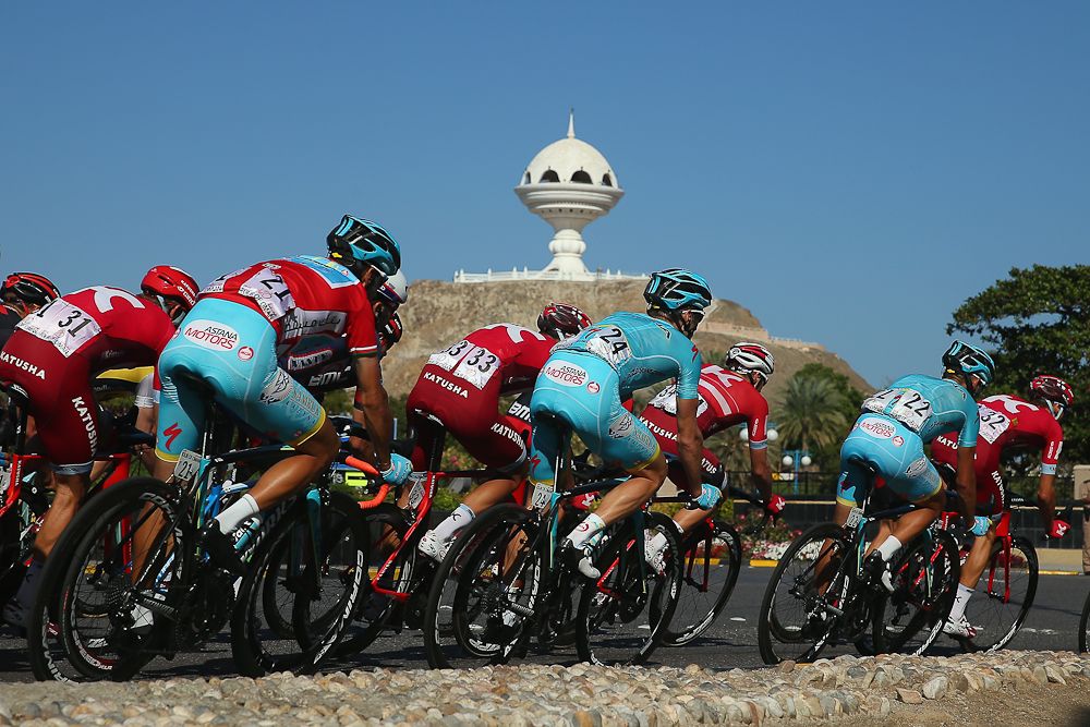 Riders take a corner on the last day in Oman.