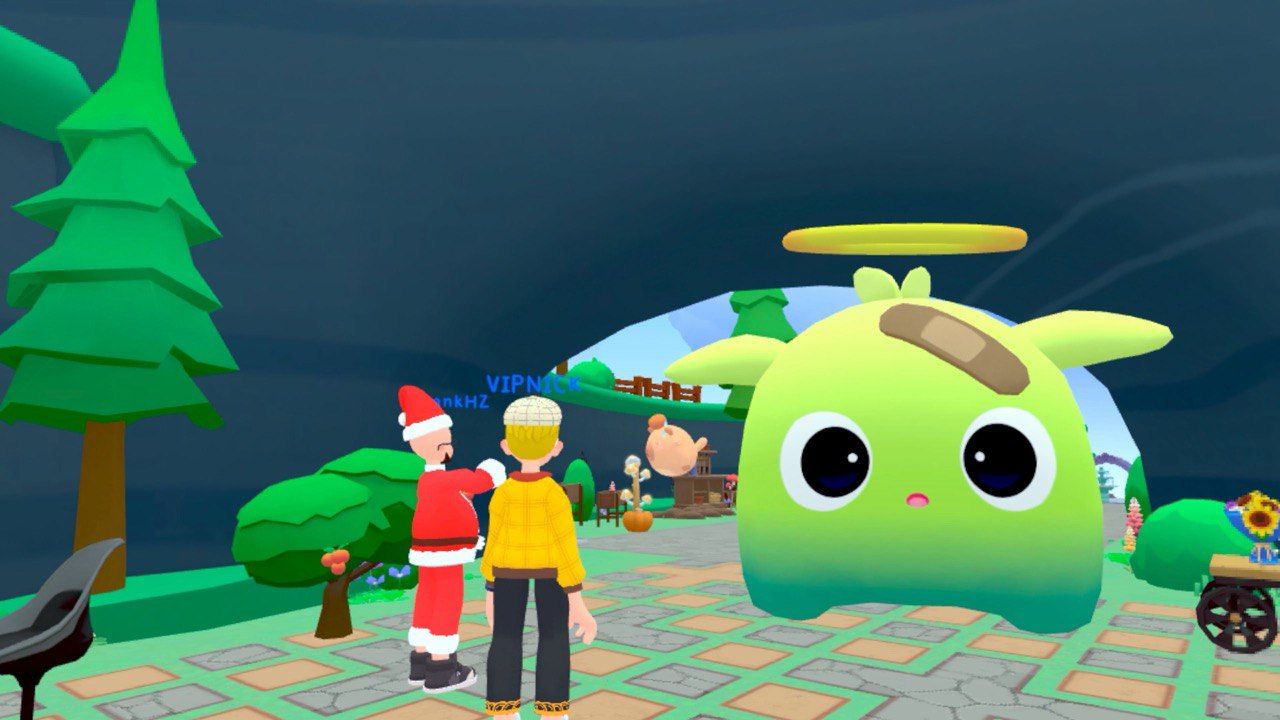 Playing with virtual pets in Little Planet on a Meta Quest 3
