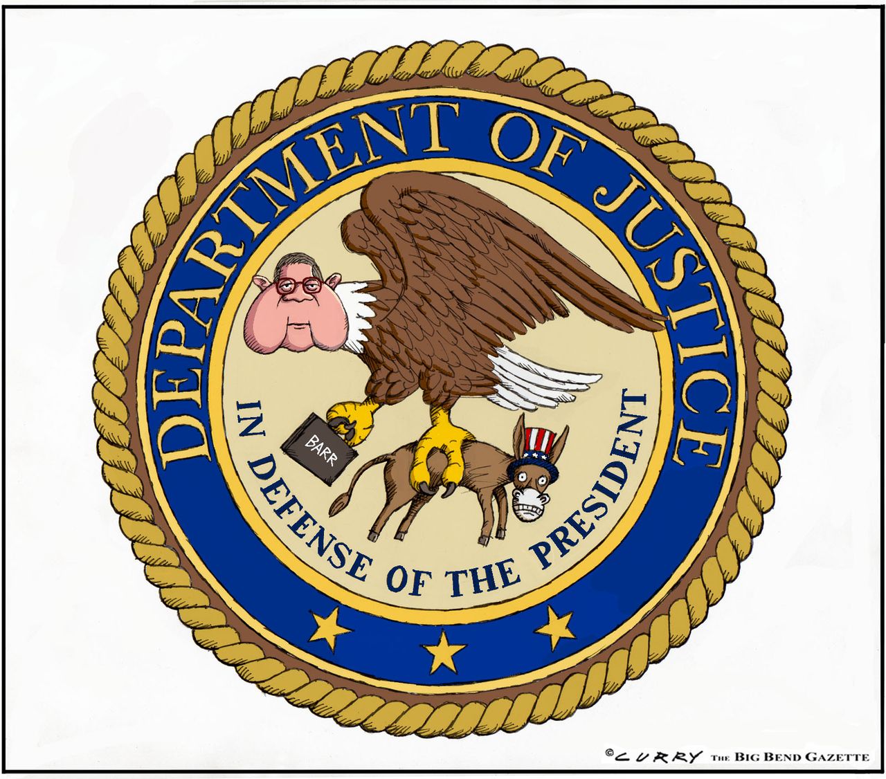 Political Cartoon U.S. Department of Justice Seal