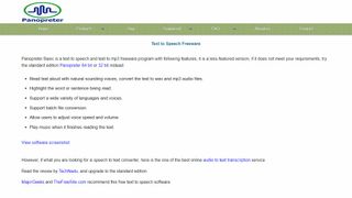 Website screenshot for Panopreter Basic