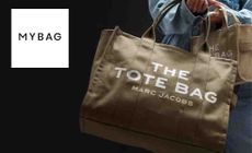 My Bag logo placed over an image of a the tote bag marc jacobs bag