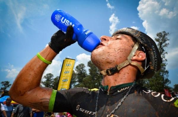 Kevin Evans after his win in the scorching heat in Sabie