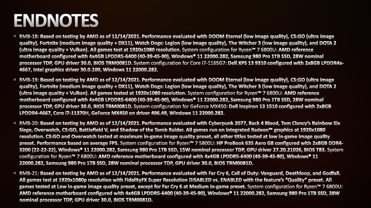 AMD Ryzen 6000 Test Notes Endnotes