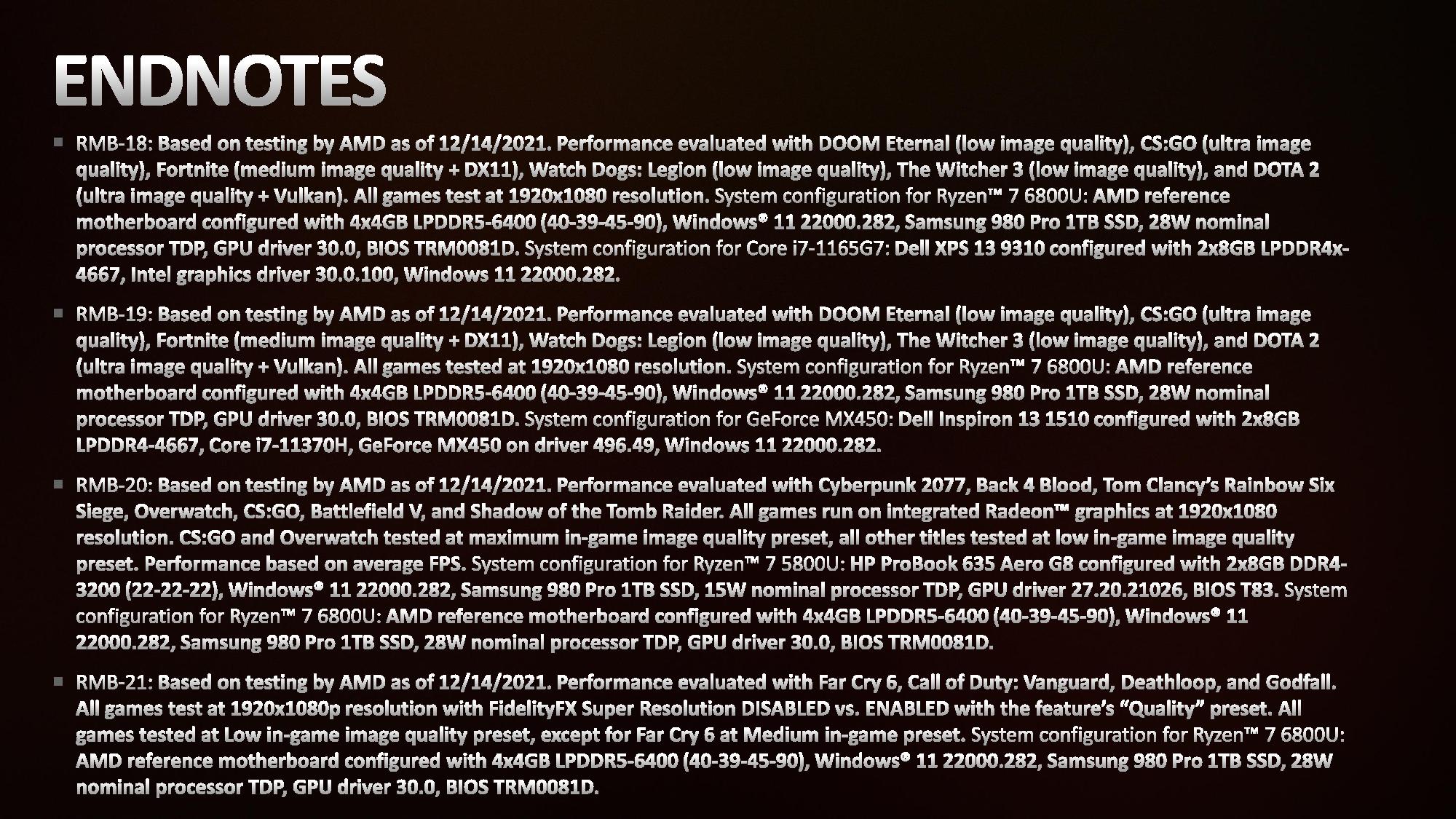 AMD Ryzen 6000 Test Notes Endnotes
