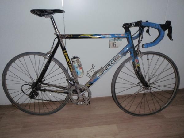 Johan Museeuw's 2002 Paris-Roubaix winning bike is stored upstairs at the Quick Step Service Course.