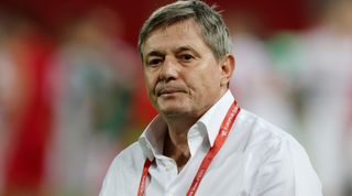 Serbia manager Dragan Stoijkovic looks on during the UEFA EURO 2024 European qualifier match between Serbia and Hungary at Stadion Rajko Mitić on September 07, 2023 in Belgrade, Serbia.