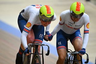 Katie Archibald and Elinor Barker compete in the Madison