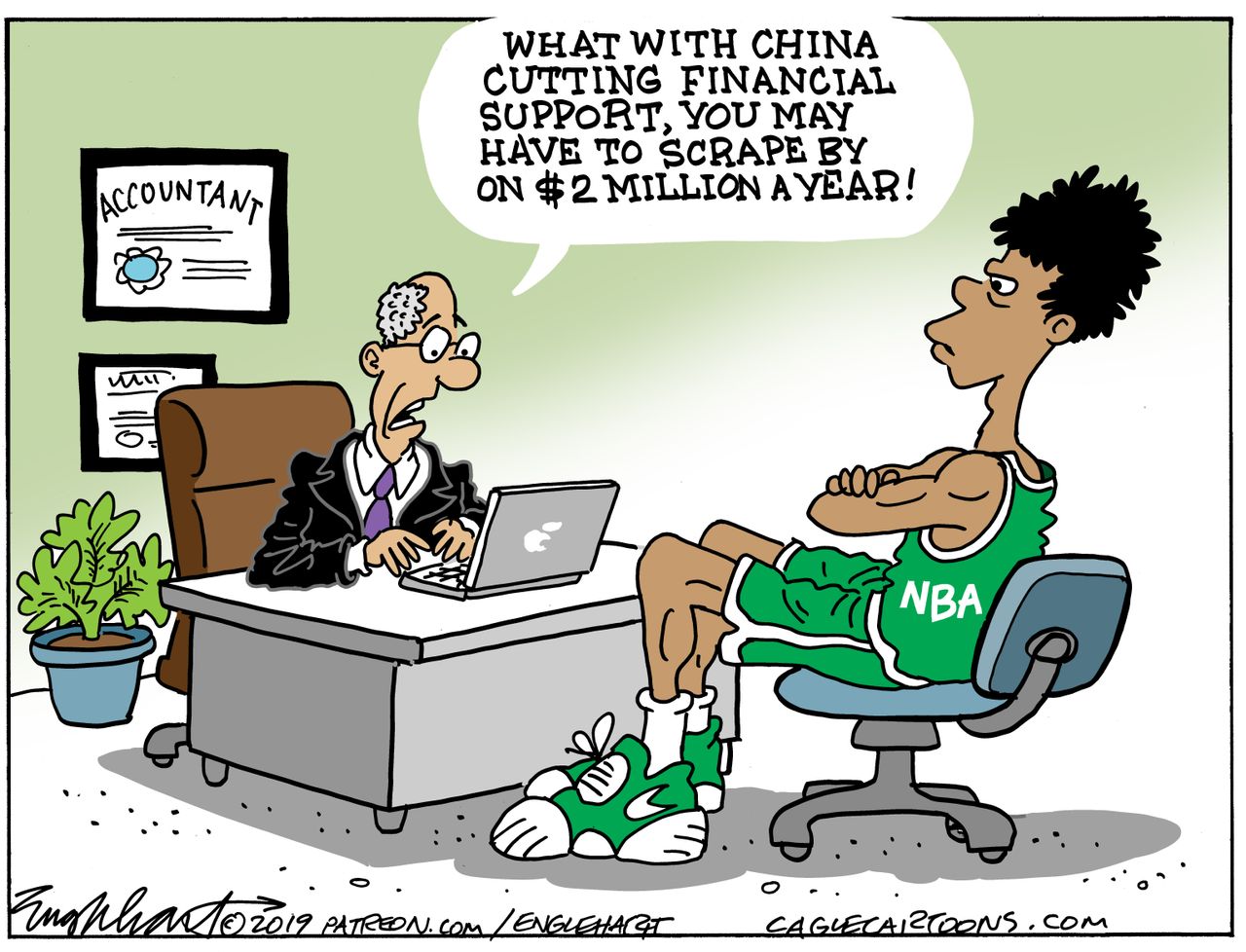 Editorial Cartoon U.S. NBA China Cutting Finances