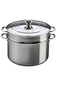 Le Creuset Stainless Steel Stockpot with Lid and Colander $430