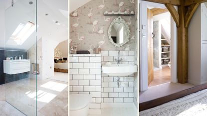 compilation image of three ensuite bathrooms to to support a guide of the most common ensuite design mistakes to avoid