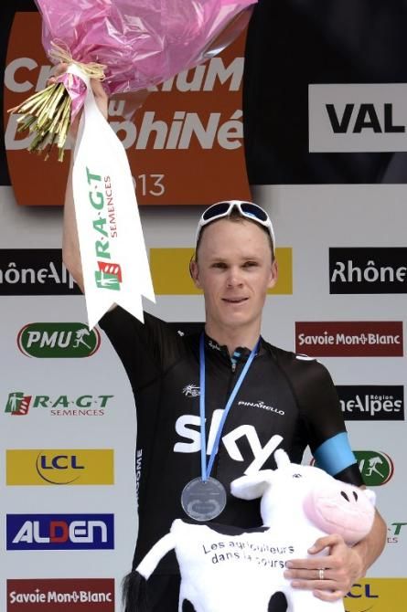 Chris Froome after winning the Dauphine stage to Valmorel