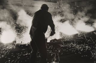 Genoa, Italsider. Steel casting, 1964, by Lisetta Carmi