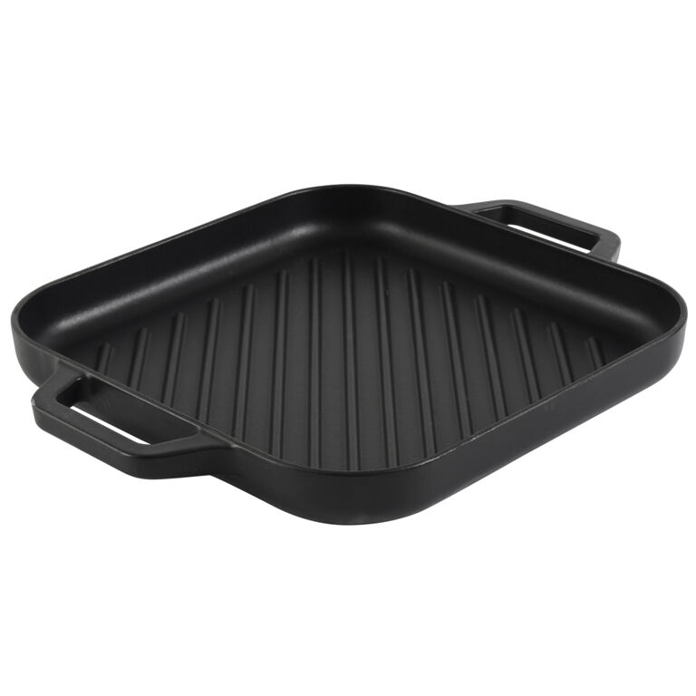 Cast Iron Square Griddle 26x26cm Matte Black