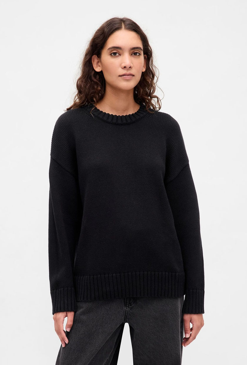 Black Cotton Oversized Jumper