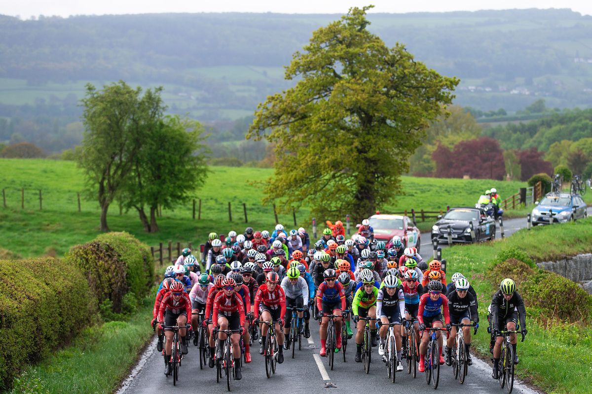 The peloton in action.