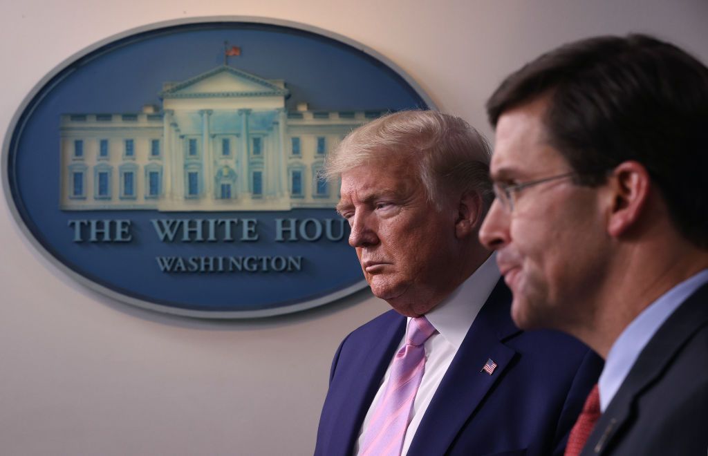 Donald Trump and Mark Esper.