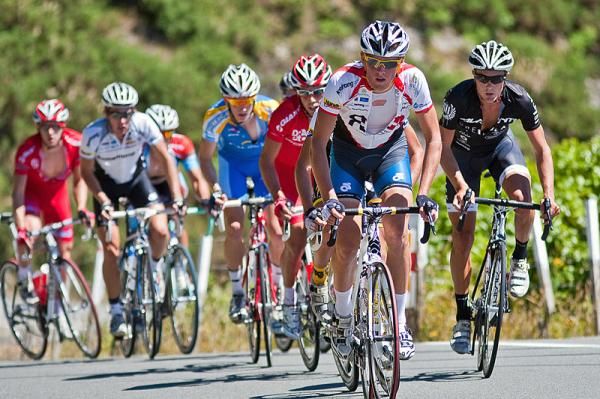 Michael Vink (R+R team) leads the chase group up Rimutaka Hill.