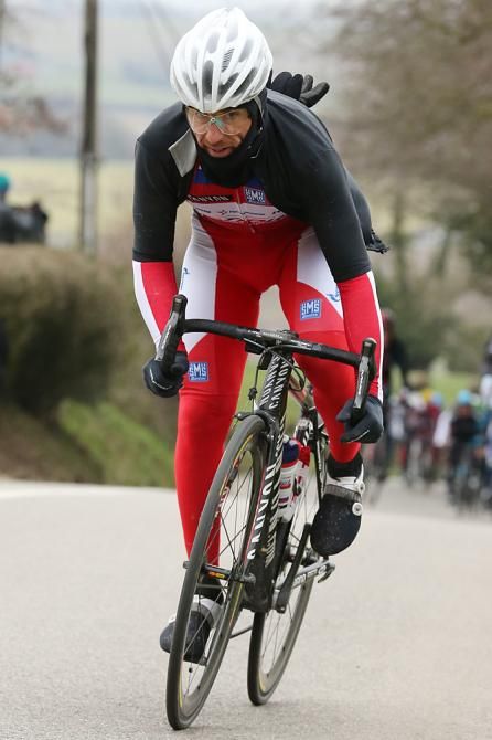 Luca Paolini (Katusha) is hardly recognizable under all the winter gear
