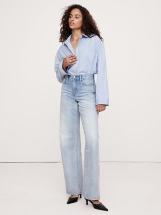 Banana Republic, The Icon Classic Wide-Leg Jeans in Light Wash