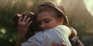 Leia hugging Rey in The Rise of Skywalker