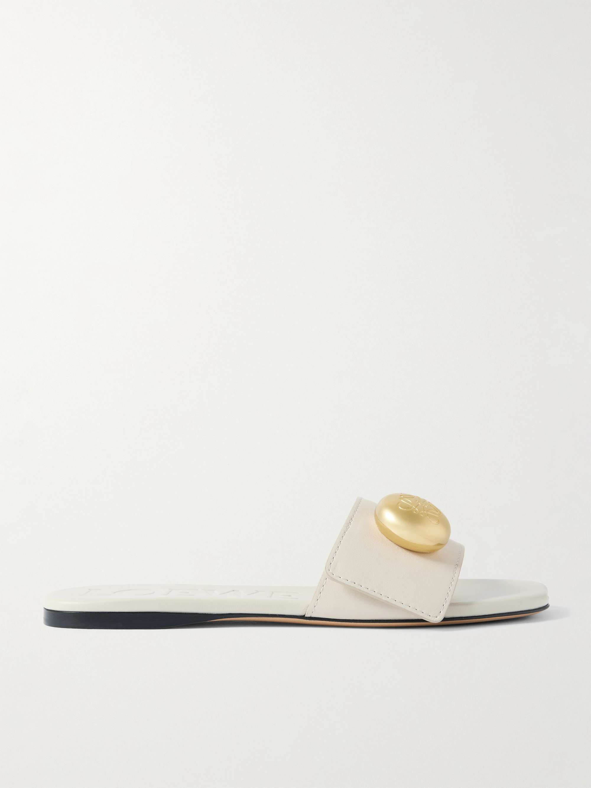 Pebble Embellished Leather Slides