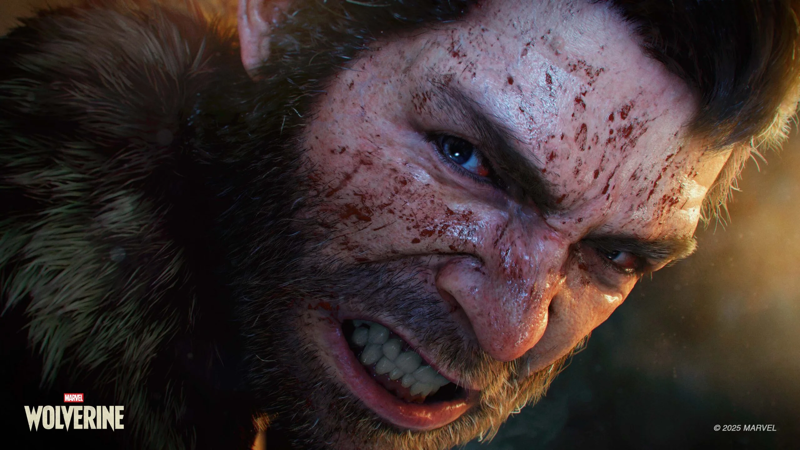 A close up of Wolverine&#039;s face as he grits his teeth