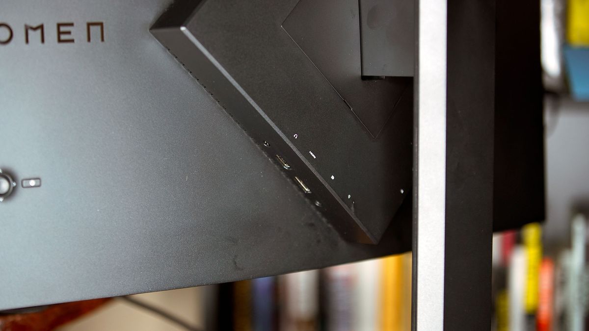 Some of the ports on the back of the HP Omen 27c