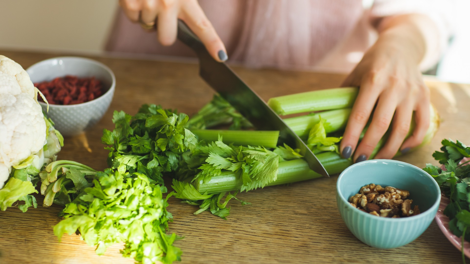 Celery being chopped