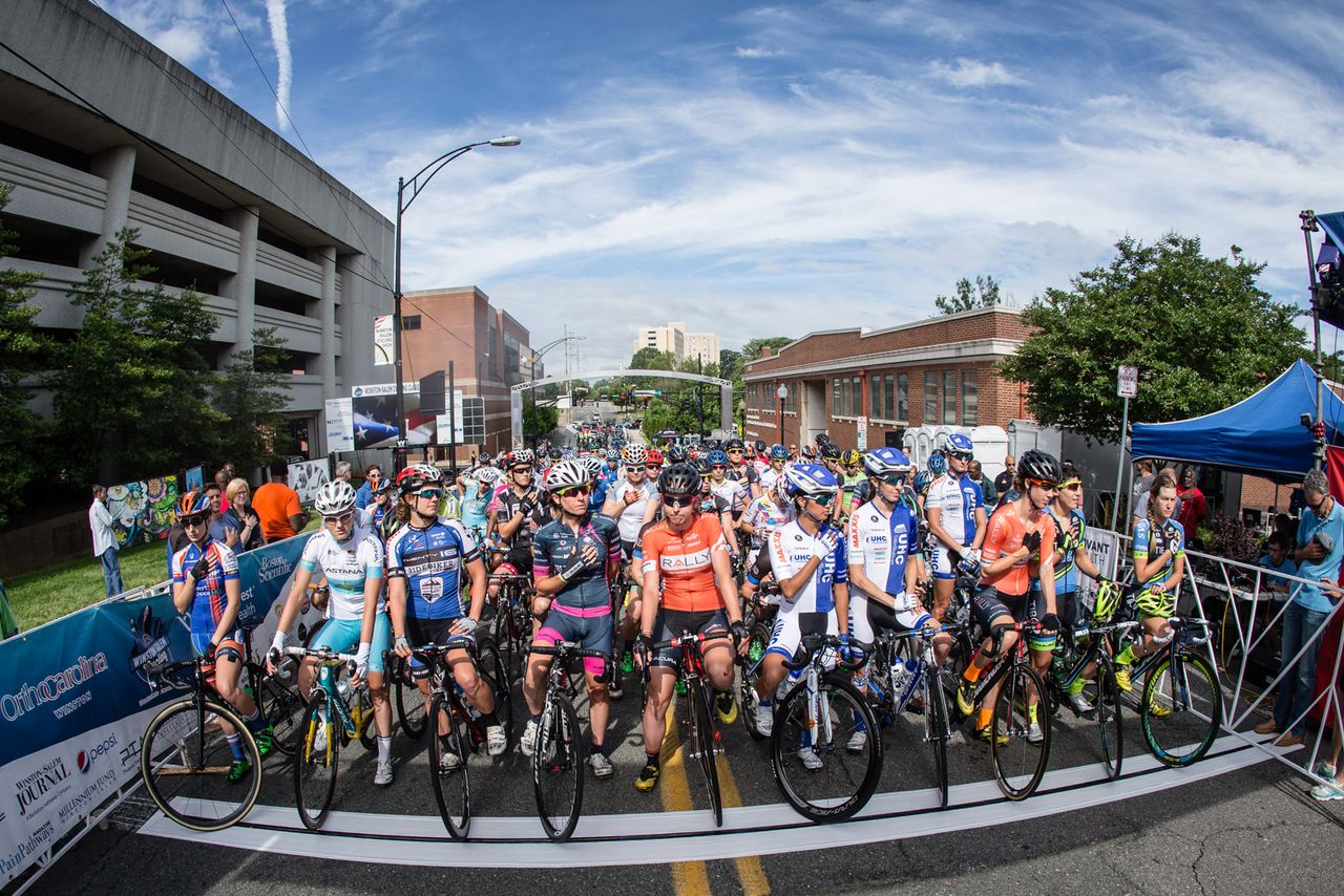 The women on the start line at the Winston-Salem Classic.