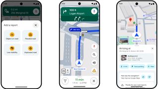 Screenshots showing new enhanced navigation on Google Maps