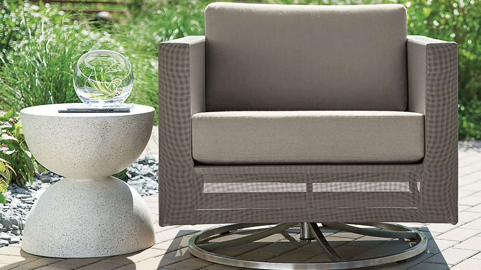 Furniture from Crate & Barrel, one of the best outdoor furniture brands in the US