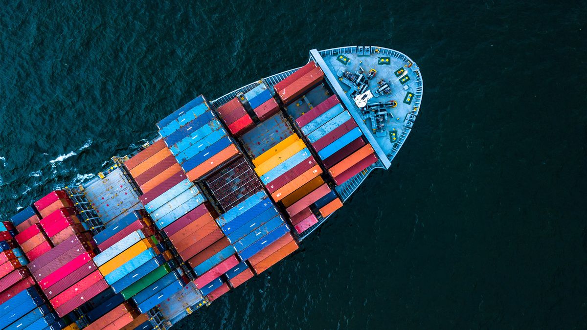 Containers on a ship