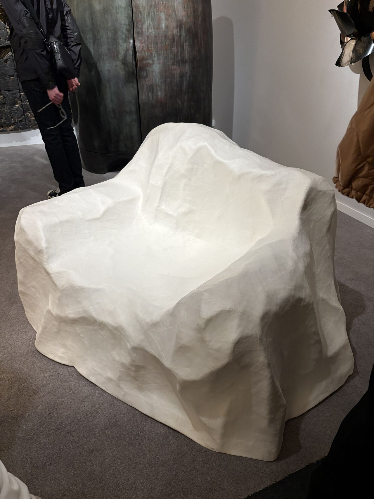 Installation view of a series of experimental furniture pieces showcased in galleries and hotel bedrooms in an elevated setup.