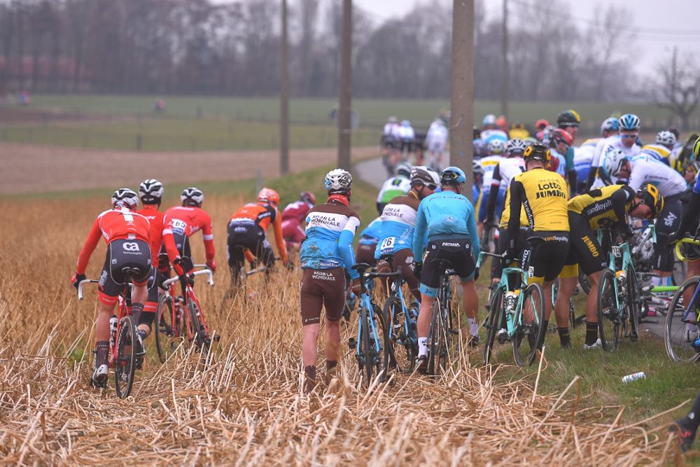 A crash with 100km to go at E3 Harelbeke