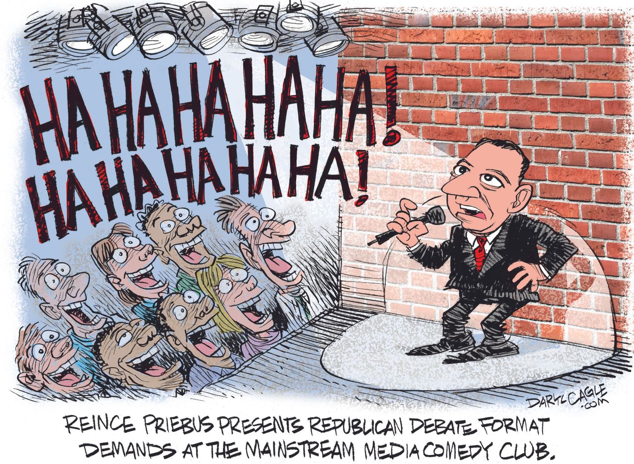 Political carton U.S. Reince Priebus Republican Debate