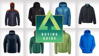 Collage of eight of the best puffer jackets on white background