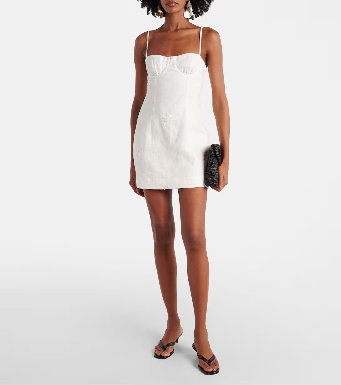 SIR, Alessandra embroidered linen minidress