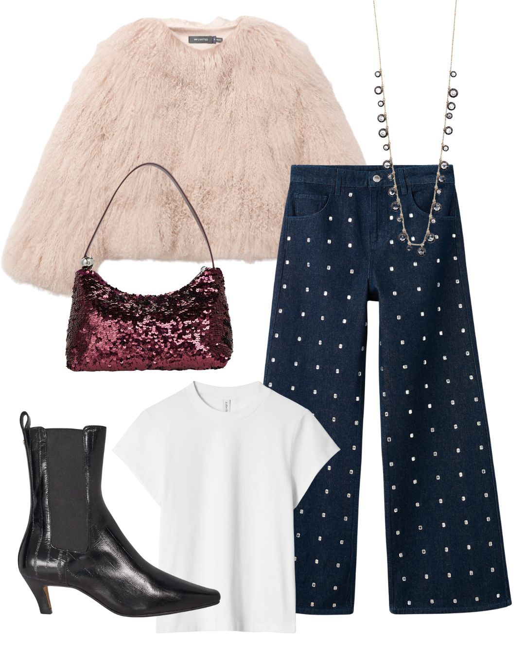 a collage showing high street party outfit ideas