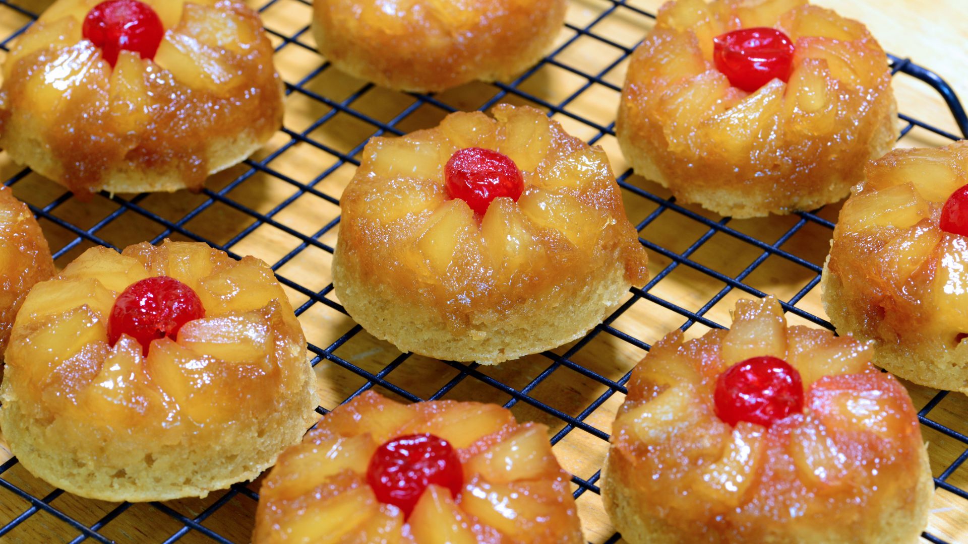 Mini pineapple upside down cakes