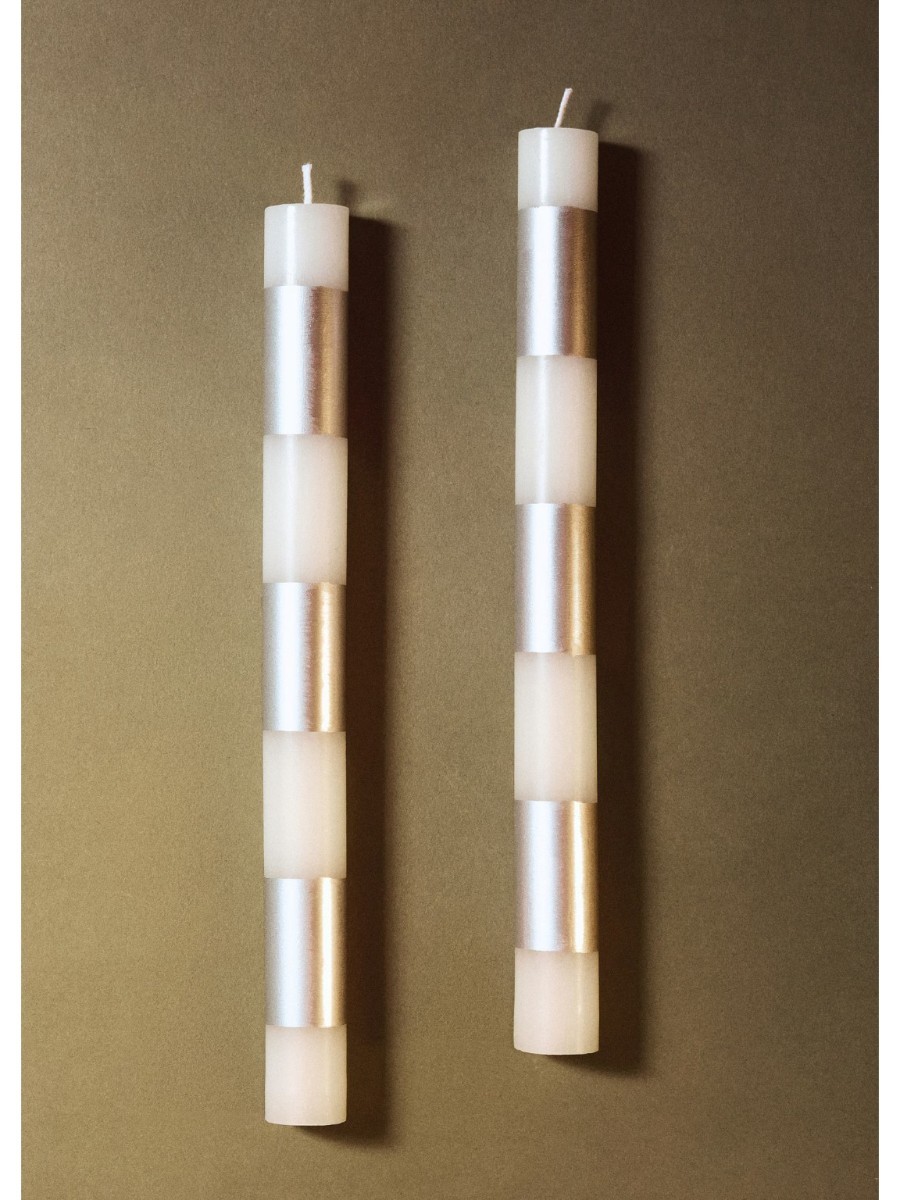 Decorative Candles With Alternating Stripes