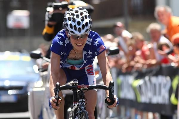 Mara Abbott (US National Team) cracks a smile after winning the stage and taking over the race lead.