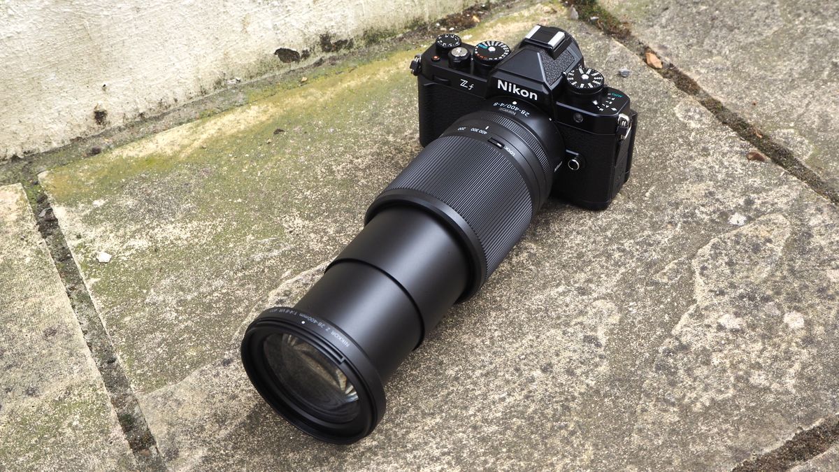 Nikon Z 28-400mm f/4-8 VR lens on a concrete surface