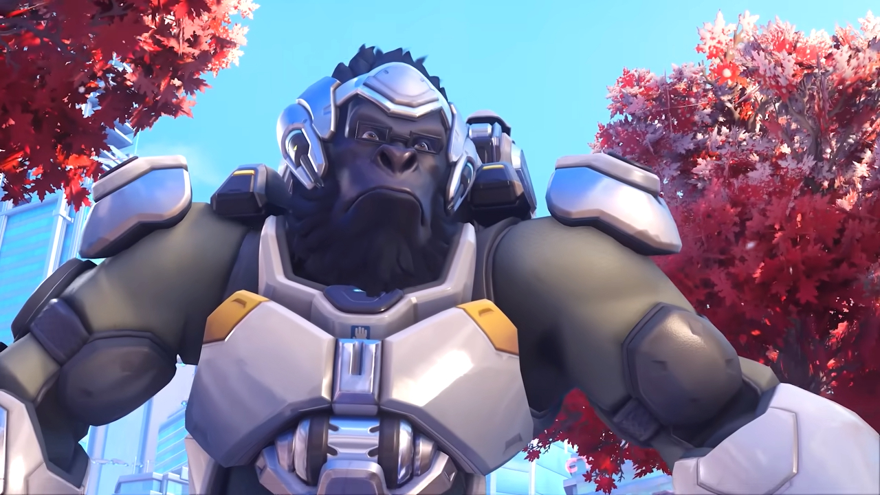 Winston from Overwatch is frowning