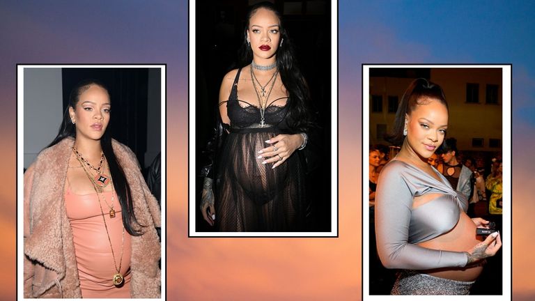 Images of Rihanna debuting her pregnancy style