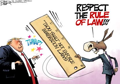 Political cartoon U.S. Trump immigration laws
